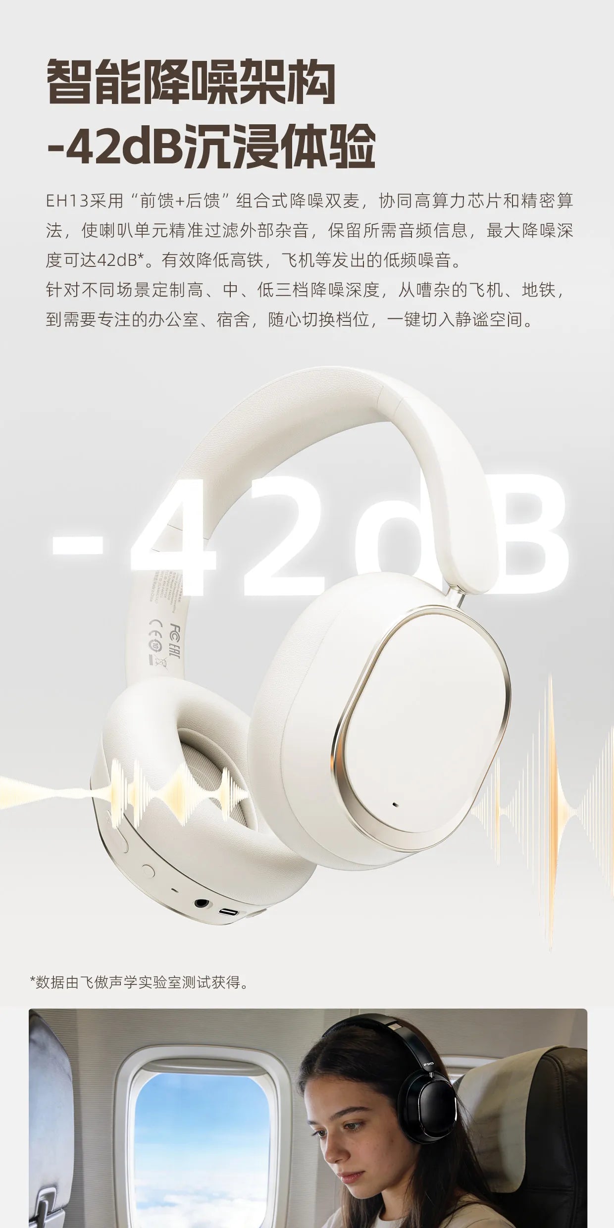 Auriculares FiiO EH13 inalámbricos Bluetooth ANC circumaurales – Headset gaming HiFi LDAC con cancelación de ruido, graves profundos y batería de larga duración