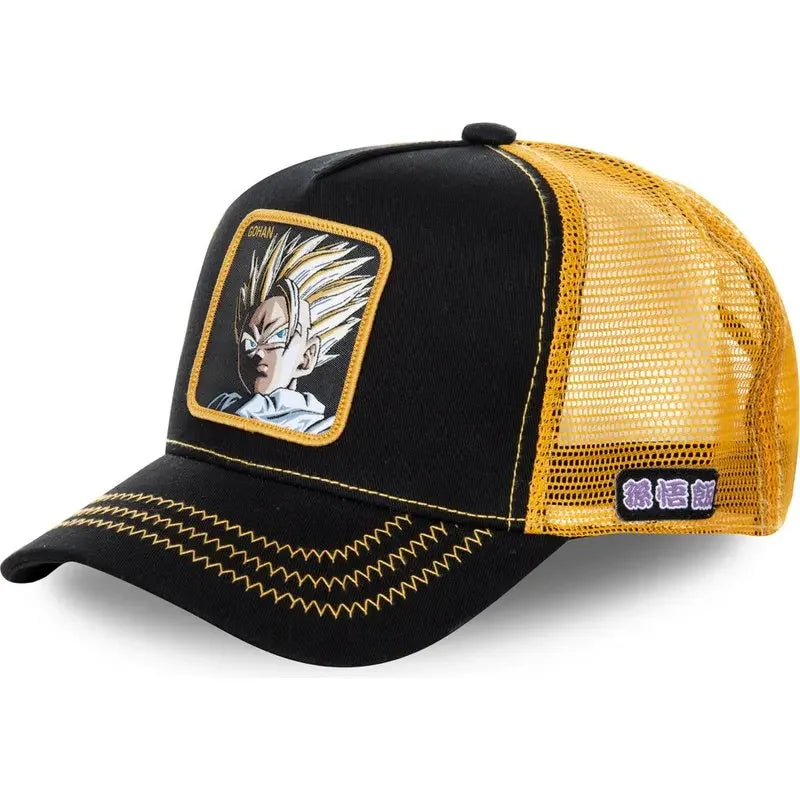 Czapka z motywem Dragon Ball Son Goku – letnia czapka podróżna z daszkiem, męska czapka z haftem w stylu hip-hopowym, z daszkiem przeciwsłonecznym, regulowana czapka typu trucker z siateczką