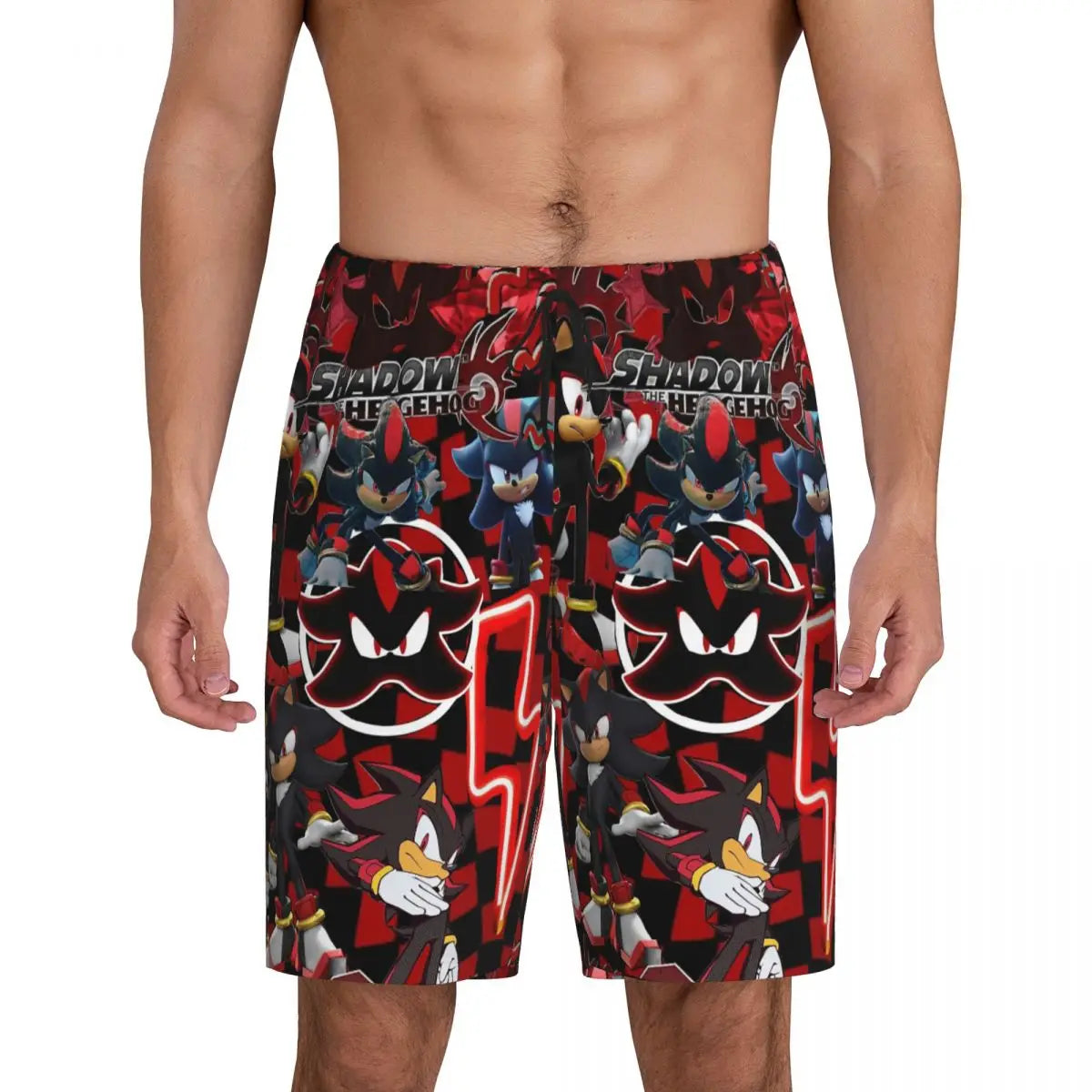 Custom Shadow The Hedgehog Sonic Poster Short Pajama Pants Men Sleepwear Sleep Lounge Bottom Shorts Sleeping Pants