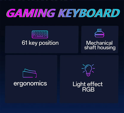 MUCAI MKA610Z Mechanical Color Esports Gaming Keyboard Ergonomic 61 Key Compact Response Fast RGB Light Effect Hot Plug