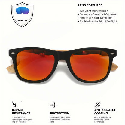 3PCS Bamboo Texture Square Sunglasses UV400, Fashion Unisex Classic - Lightweight for Casual Wear & Holidays