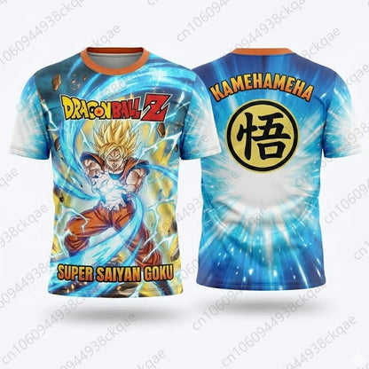 Dragon Ball Z Goku T-Shirt Super Saiyan Kamehameha 3D Print Men Anime Graphic Tee Kanji Logo Orange Fire Cosplay Gift Top