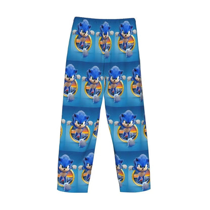 Custom Print Men's Soniced Pajama Pants Hedgehog Game Sleepwear Sleep Lounge Bottoms with Pockets