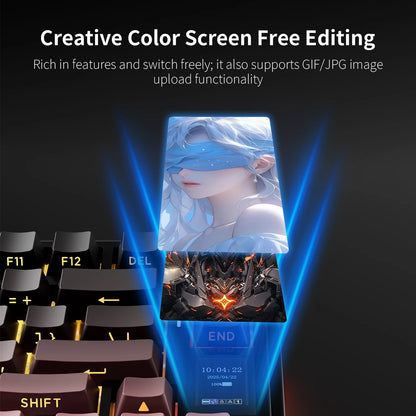 Tastiera meccanica AULA S75 PRO 75% layout personalizzato, retroilluminazione RGB, wireless Bluetooth, tastiera da gaming con schermo e manopola