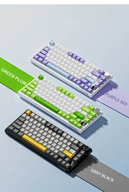 AJAZZ AK820 mechanische Tastatur, 70 % Kompaktlayout/RGB-Beleuchtung/Hot-Swap-fähige Switches, mit kabelgebundener, kabelloser und Bluetooth-Verbindung