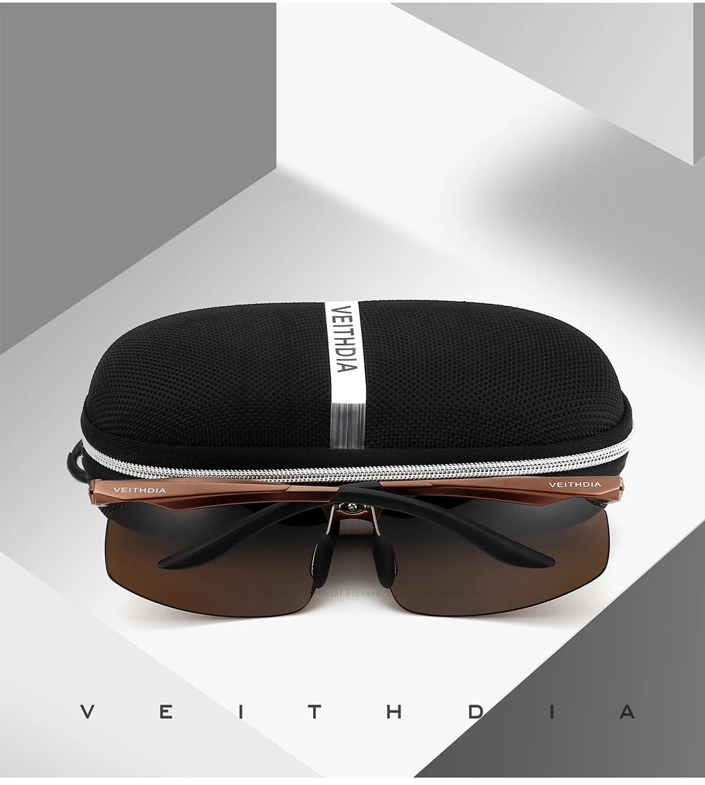 VEITHDIA Men's Sunglasse Outdoor Polarized UV400 Lens Rectangle Rimless Driving Fishing Sun Glasses Sports Eyewear For Male 6535