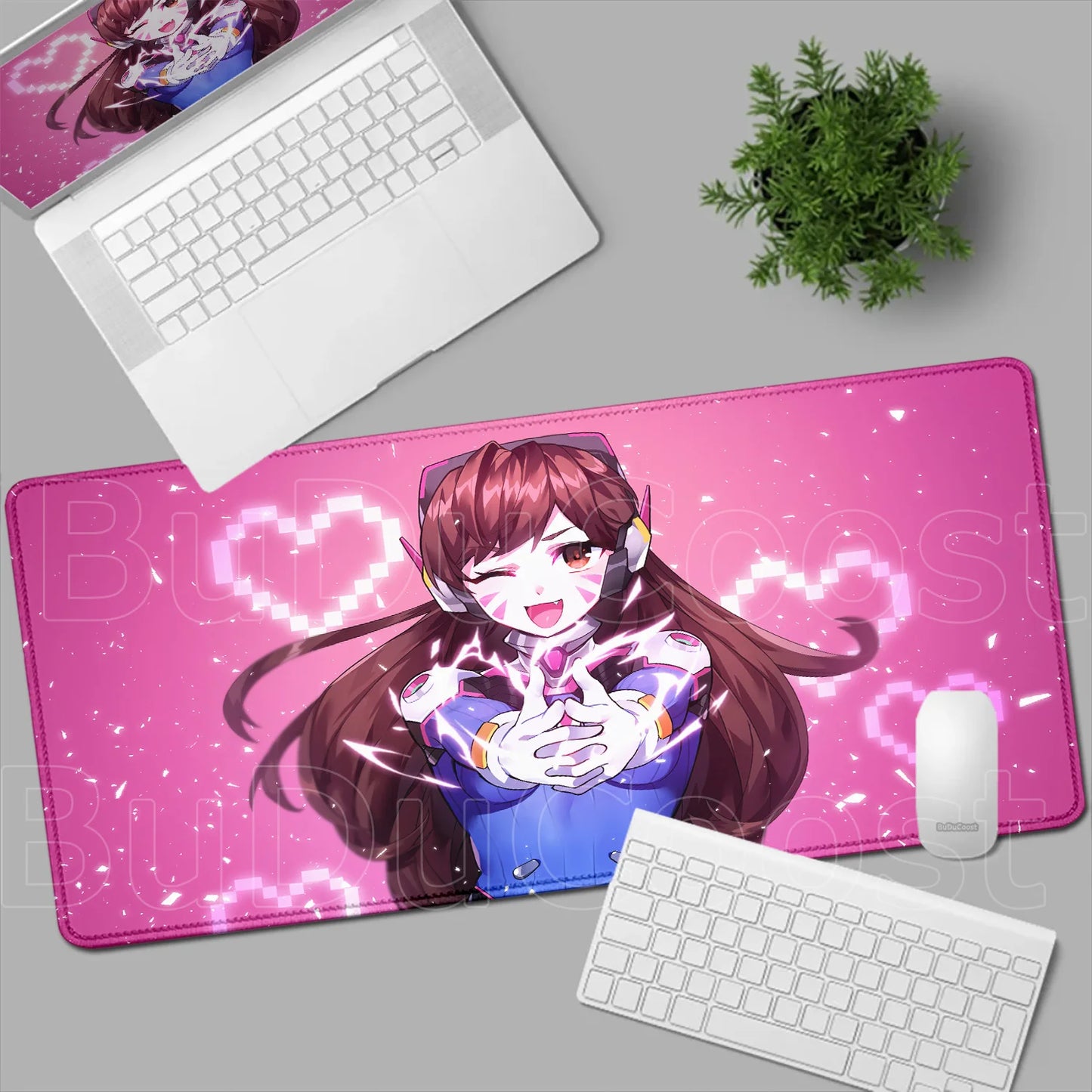 Геймърски пад за мишка Overwatch Anime Girl, голям XXL, HD печат, постелка за компютърна клавиатура, лаптоп и офис, мека гумена подложка за бюро, 900x400 MM