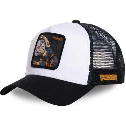 Czapka z motywem Dragon Ball Son Goku – letnia czapka podróżna z daszkiem, męska czapka z haftem w stylu hip-hopowym, z daszkiem przeciwsłonecznym, regulowana czapka typu trucker z siateczką