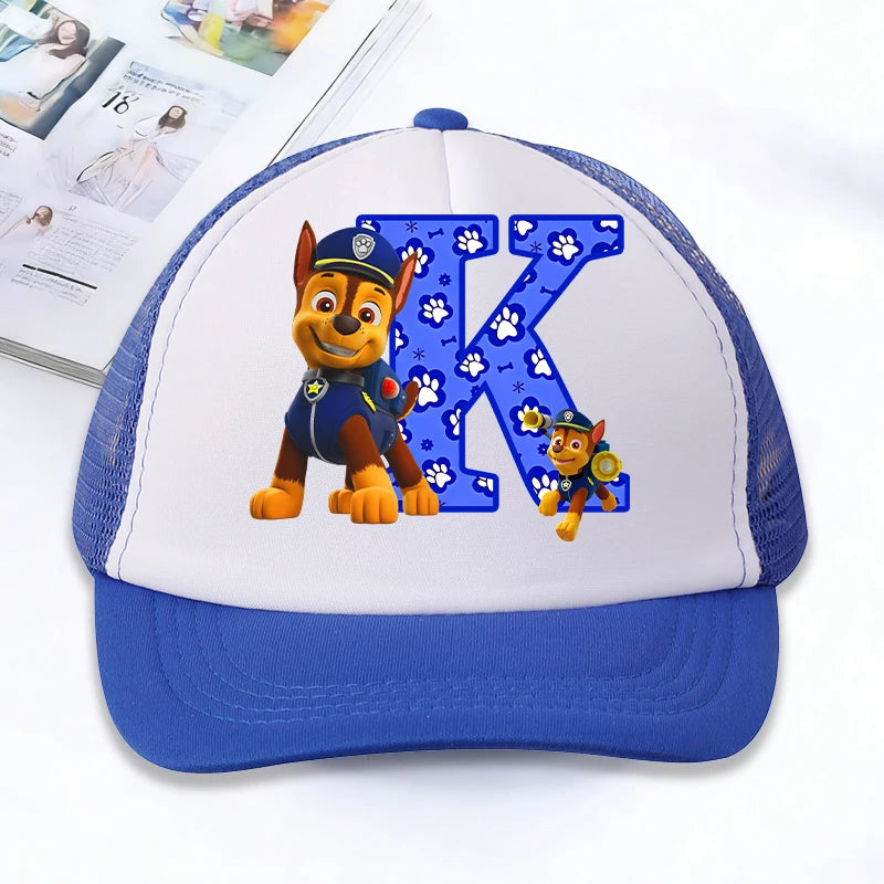 Casquettes de baseball en maille PAW Patrol : Chase, personnage de dessin animé, lettres, pour adultes et enfants, casquettes de sport, anime, été, protection solaire, visière, cadeau pour garçon et fille
