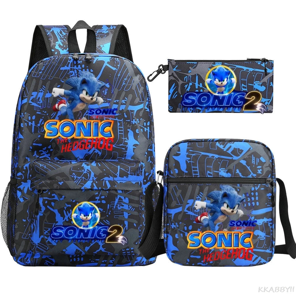 Sonic Backpacks Student School Bags for Teen Men Women Tote Bag Clutch Pocket Nylon Backpacks Travel Mochilas