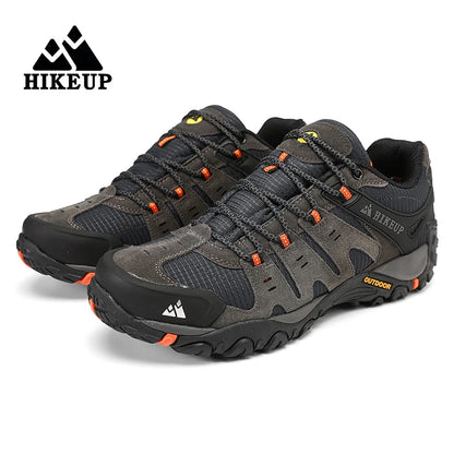 HIKEUP Мъжки туристически обувки от велурена кожа, устойчиви на износване outdoor обувки за трекинг, разходки, лов и тактически маратонки