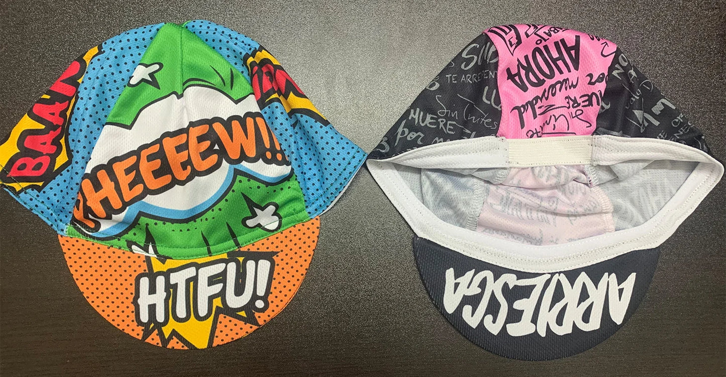 SweetMatt Classic Retro Pizza Dinosaur Bulldog Green White Red  Polyester Bicycle Men's Caps Quick Dry Cycling Sports Balaclava