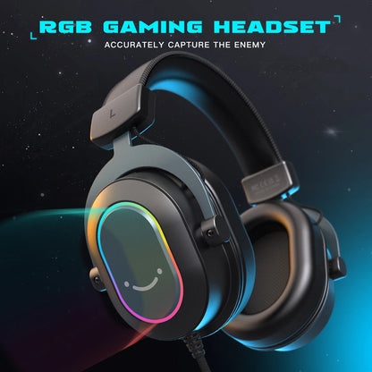FIFINE RGB-Gaming-Headset mit Mikrofon – kabelgebundene USB-Over-Ear-Kopfhörer mit 7.1-Surround-Sound für PC, PS4, PS5, mit EQ-Modi & Geräuschisolierung