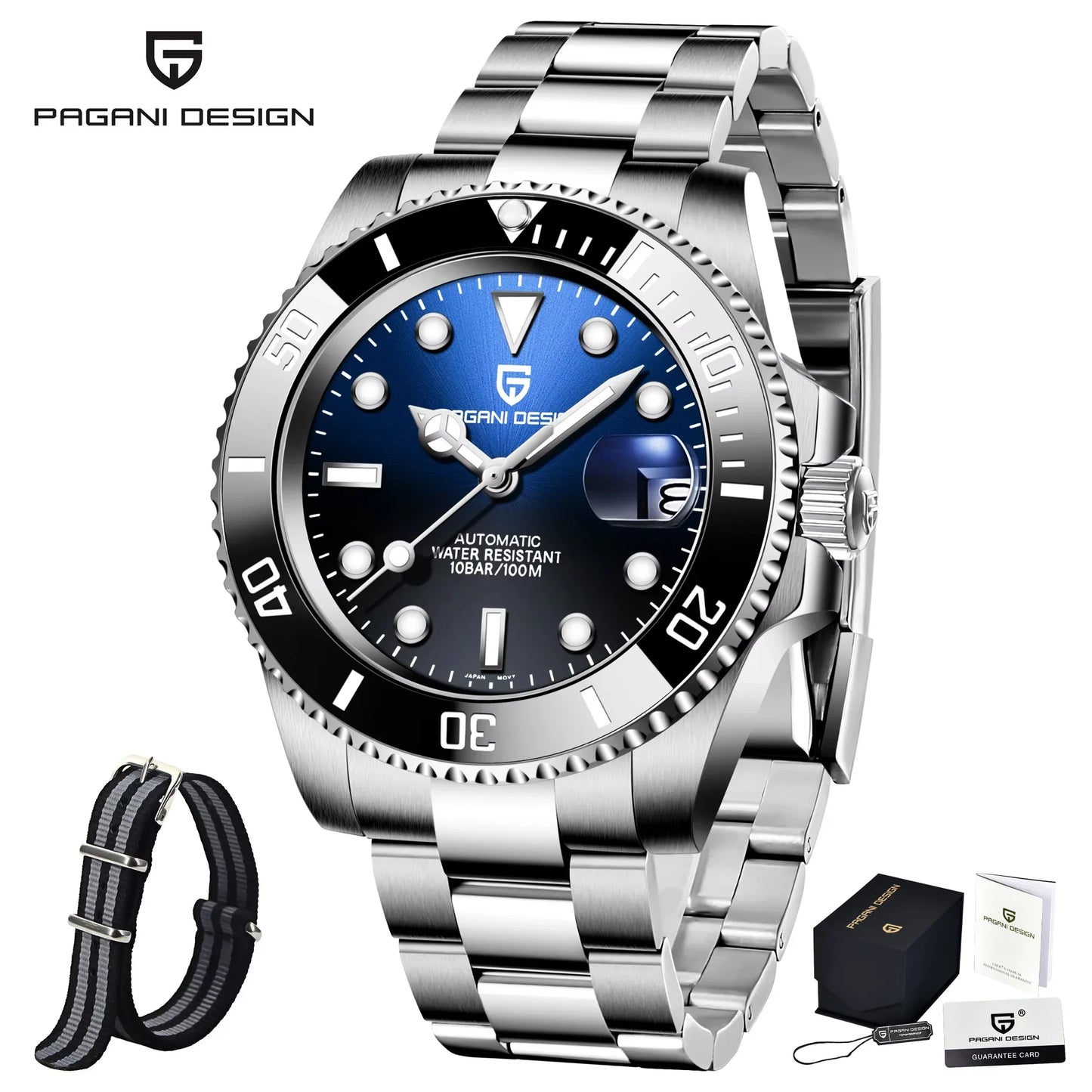 PAGANI DESIGN Men Automatic Mechanical Watch PD1661 8215 Dive Stainless Steel Waterproof Clock Sapphire Reloj Hombre