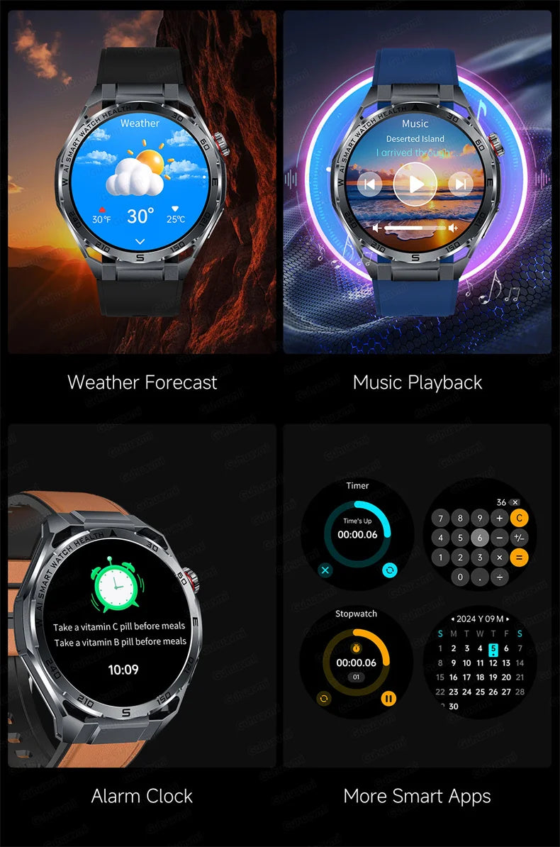Smart Watch Men High-end Health Blood Pressure Blood Oxygen Lipids Uric Acid Sapphire Smart Watches Ai GPT Custom Dial ECG 2026