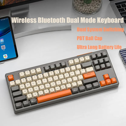 Tastiera M87 wireless Bluetooth dual mode, sensazione meccanica, gaming e ufficio silenziosa, copritasti sferici in PBT, illuminazione arcobaleno