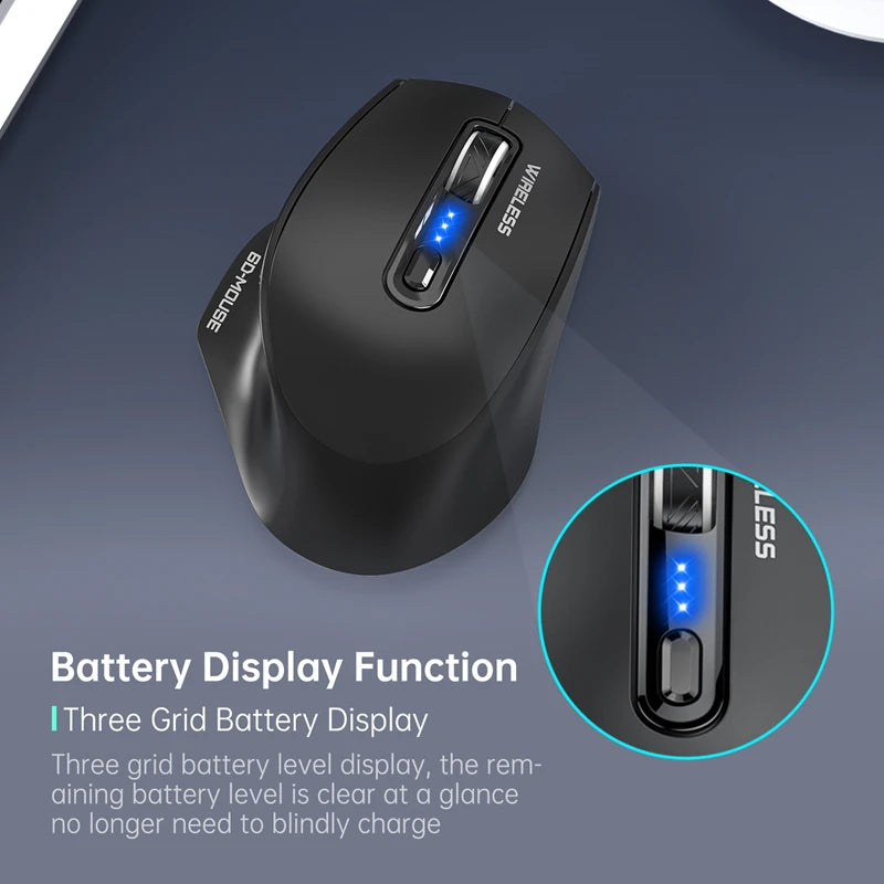 Wireless Tri-Mode Gaming Mouse 2.4G Dual Receiver Bluetooth With Battery Level Display Portable Universal Office Mouse