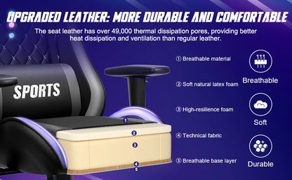 Daccormax Ergonomic Office Chair/Gaming Chair: 170° Recline, Adjustable Armrests, Lumbar Support for Long Hours Sitting