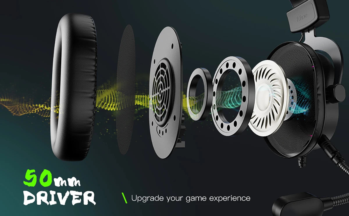 FIFINE RGB-Gaming-Headset mit Mikrofon – kabelgebundene USB-Over-Ear-Kopfhörer mit 7.1-Surround-Sound für PC, PS4, PS5, mit EQ-Modi & Geräuschisolierung