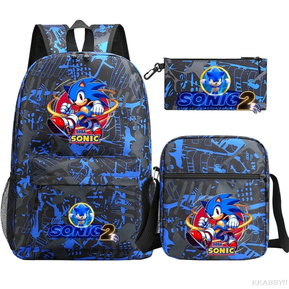 Sonic Backpacks Student School Bags for Teen Men Women Tote Bag Clutch Pocket Nylon Backpacks Travel Mochilas