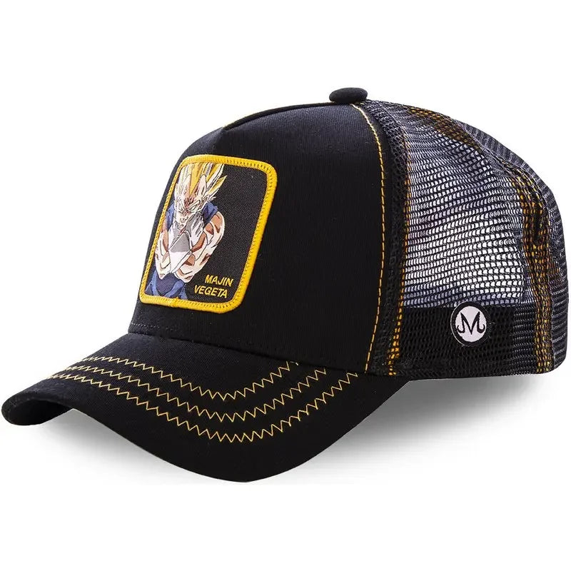 Czapka z motywem Dragon Ball Son Goku – letnia czapka podróżna z daszkiem, męska czapka z haftem w stylu hip-hopowym, z daszkiem przeciwsłonecznym, regulowana czapka typu trucker z siateczką