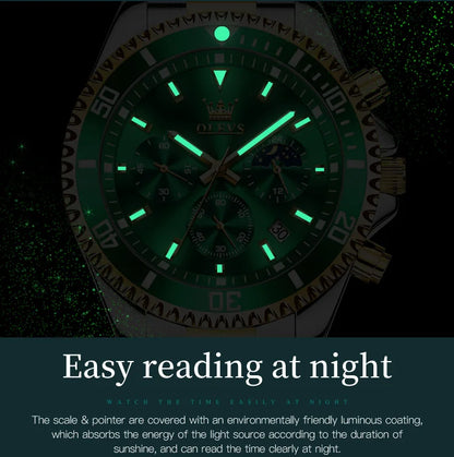 OLEVS Watch Men Top Brand Luxury Gold Quartz Military Watches Waterproof Date Luminous Stainless Steel Chronograph Clock Reloj