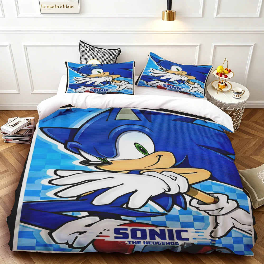 Cartoon Kids Sonics Duvet Cover Cool Bedding Set Comforter Cover with Pillowcase Queen King Bedroom Children Teens beautiful