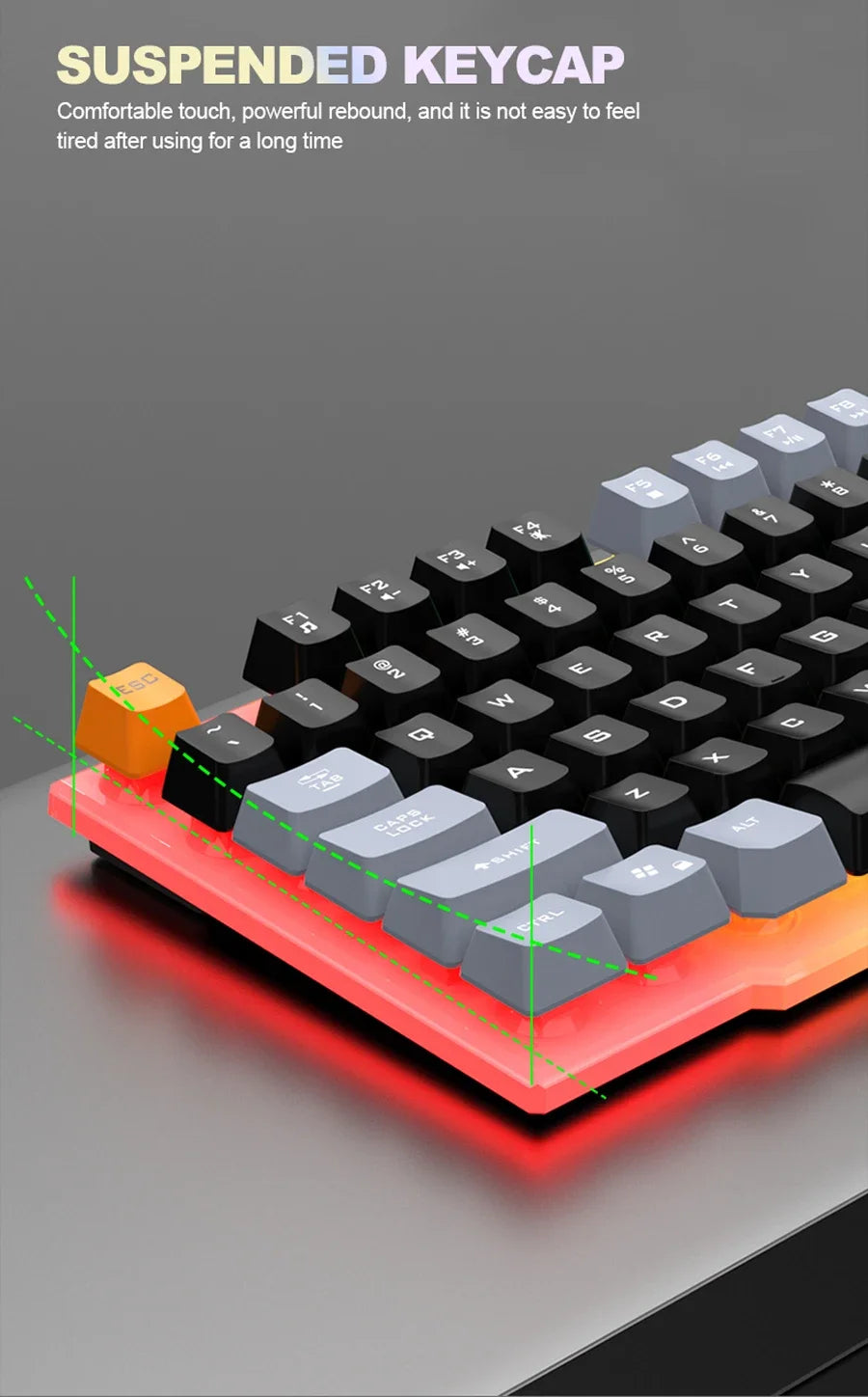 Einzelne Tastatur und Tastatur-Maus-Set RAIKU T26, dreifarbige Leuchttastatur, kabelgebundene mechanische Touch-Gaming-Maus-Tastatur-Kombination