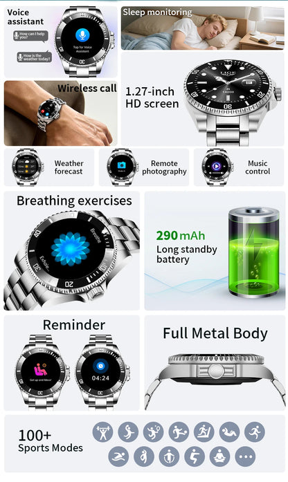 LIGE 2026 Smartwatch for Men  1.27" HD Display, Bluetooth Calling, IP68 Waterproof, Heart Rate & Fitness Monitor