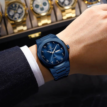 POEDAGAR Luxus-Herrenuhr, wasserdichte Quarzuhr aus Edelstahl, Herrenuhr mit Wochentagsanzeige und Datumsanzeige, Business-Herrenuhren, Reloj Hombre
