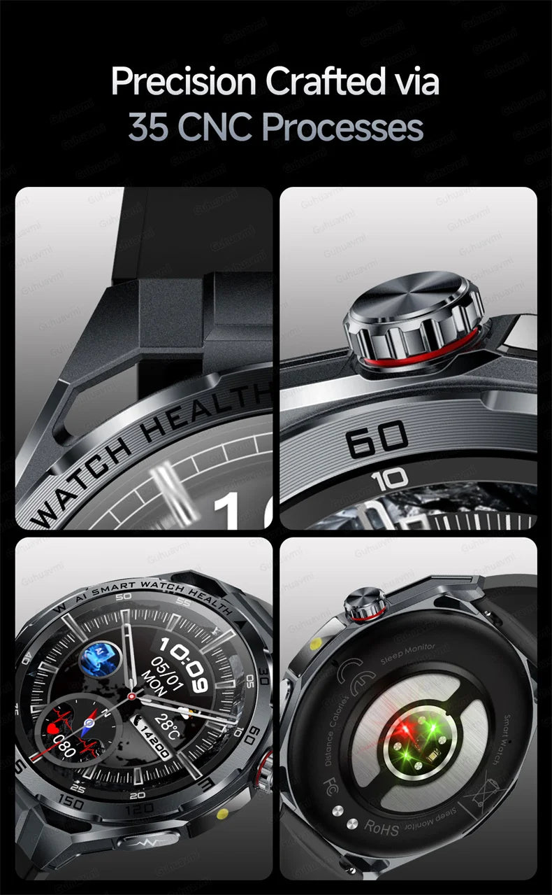 Smart Watch Men High-end Health Blood Pressure Blood Oxygen Lipids Uric Acid Sapphire Smart Watches Ai GPT Custom Dial ECG 2026