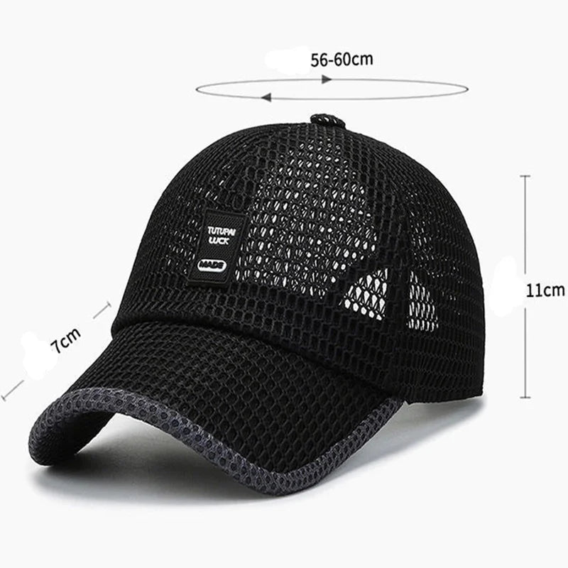 Summer Mesh Cap Baseball Breathable Outdoor Adjustable Snapback Hiking Fishing Cap Women Men Cool Casual Sport Cycling Cap