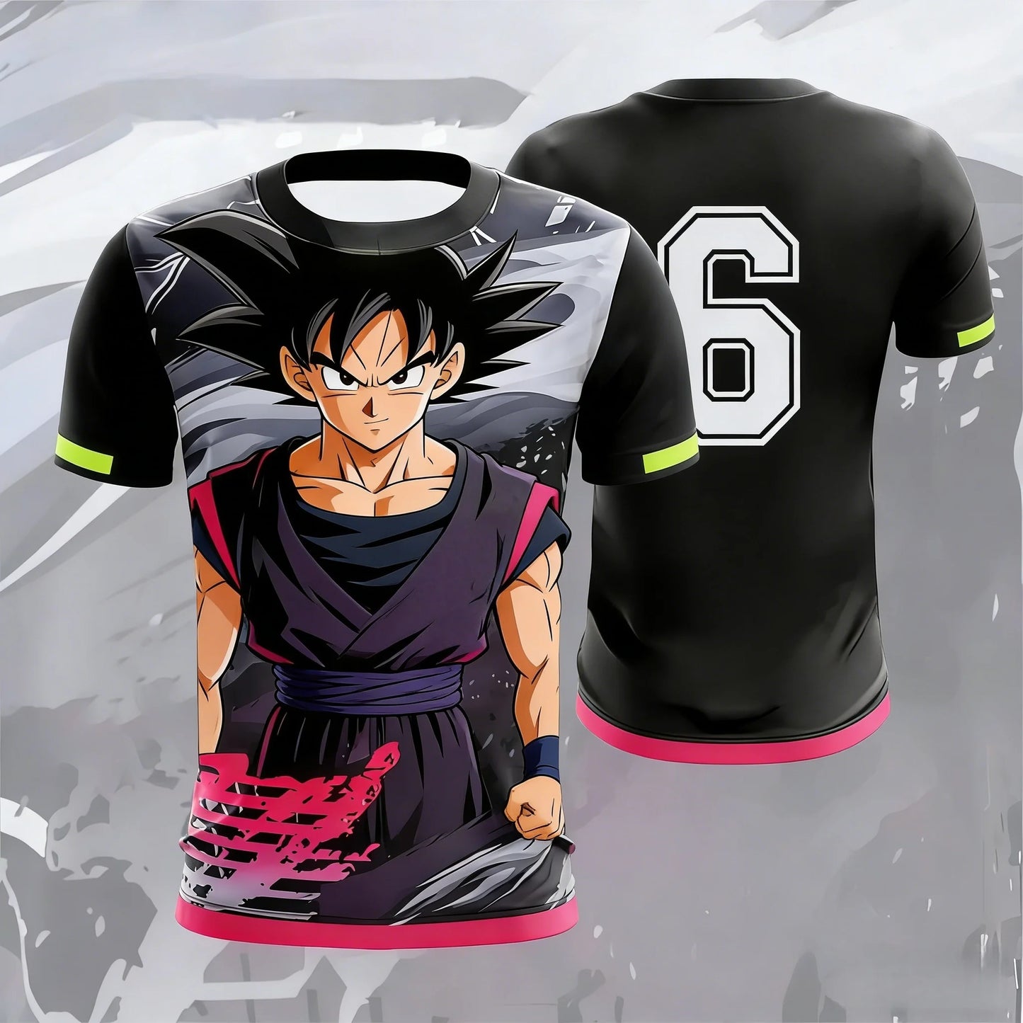 Vintage Dragon Ball  Goku Ink Wash Pink Brush 3D Print T-Shirt 2026 Summer Unisex Oversized Y2K Retro Anime Streetwear  Top