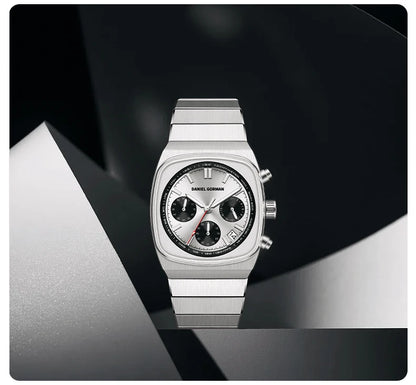 DG9008 Men's Watch, Original Fashion Brand Quartz Waterproof Luminous Watch with Three Small Dials and Moon Phase