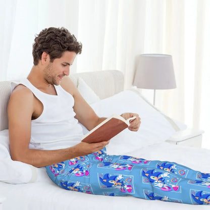 Custom Print Men's Soniced Pajama Pants Hedgehog Game Sleepwear Sleep Lounge Bottoms with Pockets