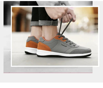 YRZL Herrenschuhe Frühling Herbst Wasserdichte Walking-Sneaker Freizeit-Ledersportschuhe für Herren Rutschfestes Schuhwerk Tennis für Herren