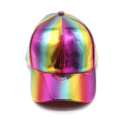 Casquette de baseball unisexe en cuir PU style « laser », look streetwear et hip-hop, pour hommes et femmes, couleurs éclatantes, casquette Y2K
