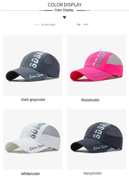 Unisex Wide Brim Mesh Baseball Cap Breathable Quick-drying Peaked Cap Adjustable Hip Hop Hats Outdoor Sports