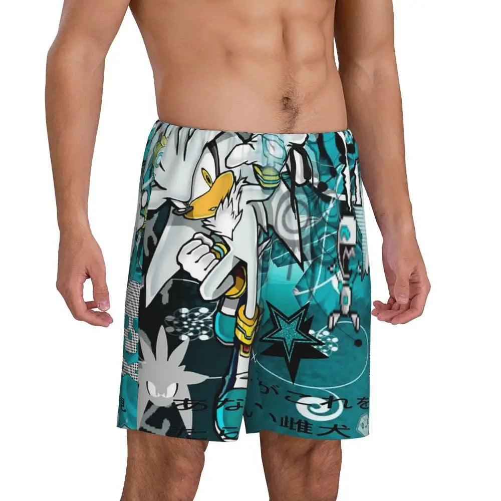 Custom Shadow The Hedgehog Sonic Poster Short Pajama Pants Men Sleepwear Sleep Lounge Bottom Shorts Sleeping Pants