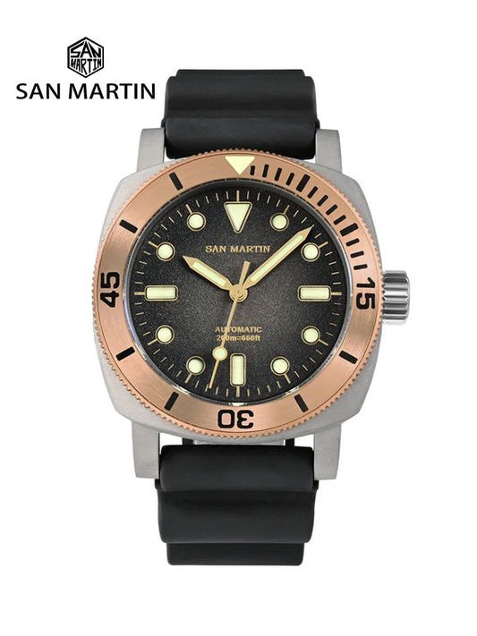 San Martin 42mm Retro Titanium Diver Watch NH35 Automatic Men's Mechanical Watches Bronze Bezel Sapphire Luminous Waterproof 200m