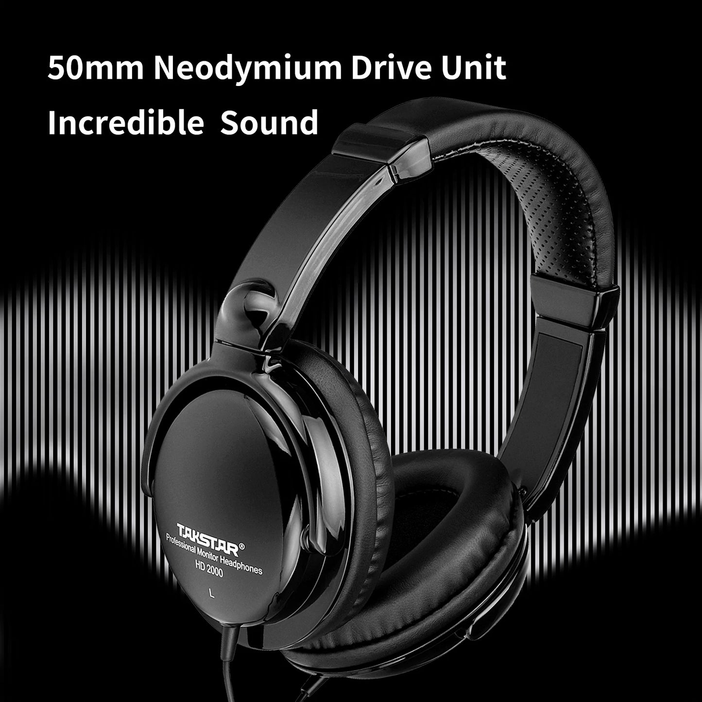 Takstar HD2000 Wired Over Ear Headphones Studio Monitor DJ Headset with 50mm Driver, HiFi Stereo Sound for Recording, Mixing, Guitar, Piano & PC