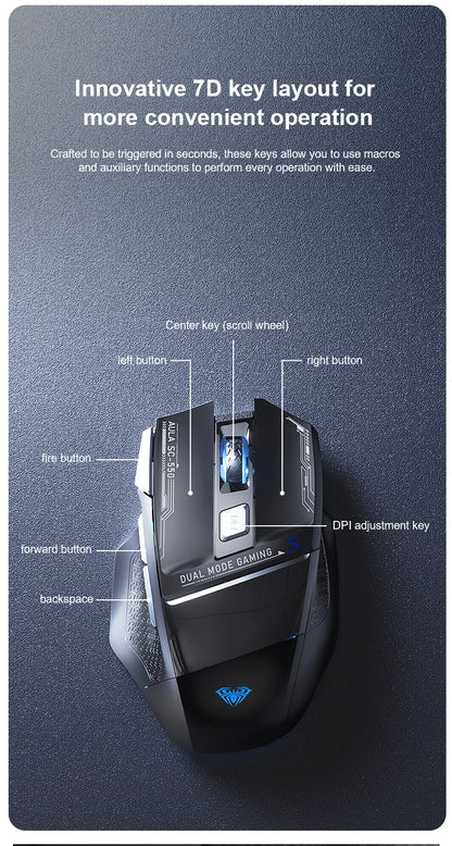 AULA SC550 Gaming Mouse 2.4G Wireless Macro Mouse RGB Backlight Ergonomic Design E-sports Mouse PC Accessories