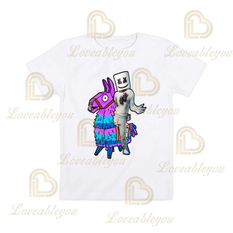 T-shirt cartoon per ragazzi e ragazze Fortnite Battle Royale 3D, 3-14 anni, Victory Royale, top da gioco per bambini e adolescenti