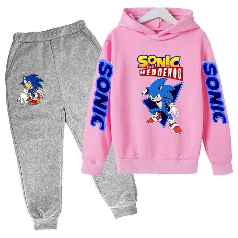 Kids Supersonic Clothing Jogging Blue Sweatshirt Top Coat+Pants Two-piece set Hoodie Boys Girls3-12Yrs Clothes Casual Sports Set