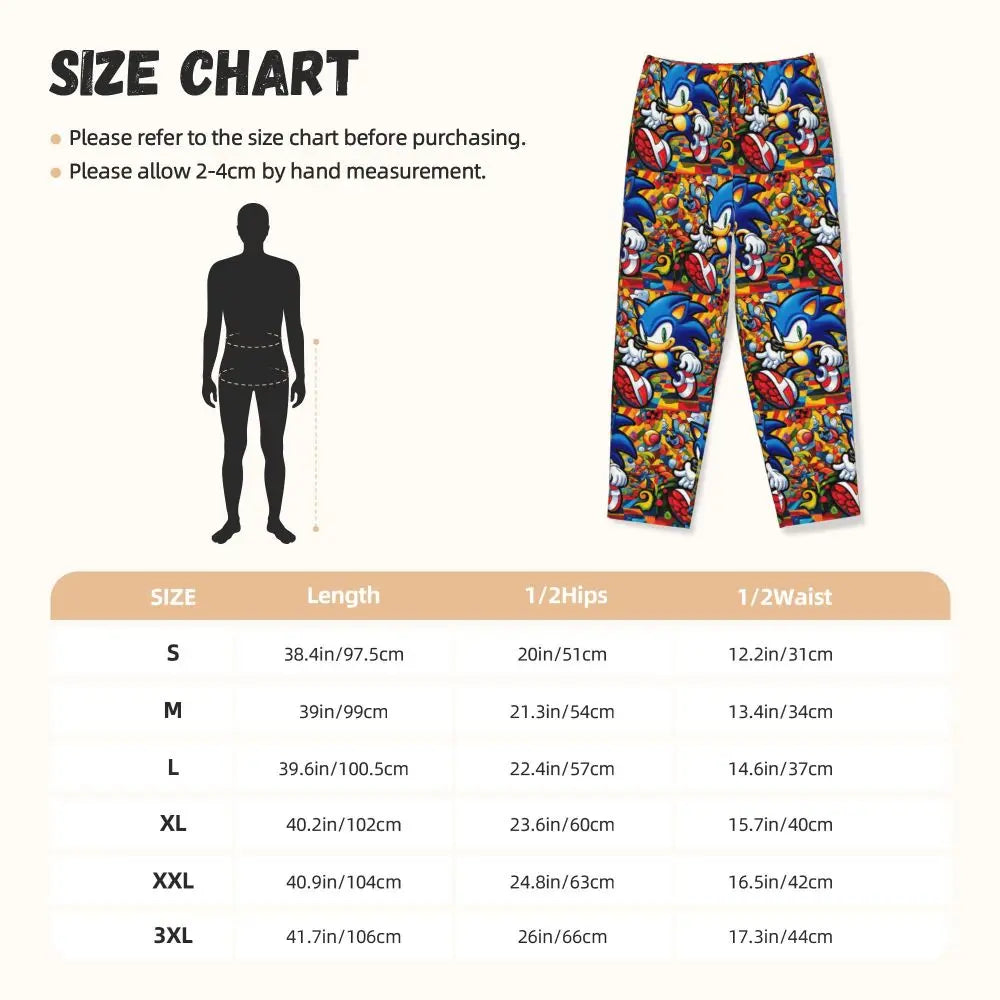 Custom Printed Womens Soniced Pajama Pants Hedgehog Game Sleepwear Sleep Lounge Bottoms with Pockets