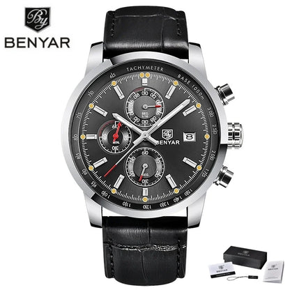 Montre pour homme BENYAR 5102 – Chronographe sportif de luxe à quartz, accessoire de mode d'une grande marque