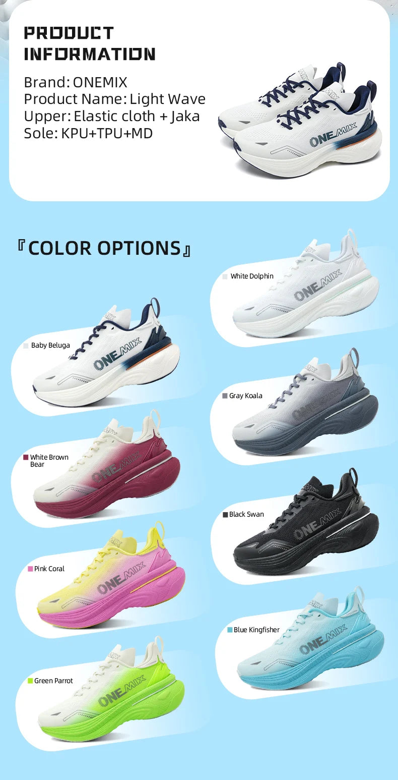 ONEMIX 2026 New Cushioned Running Shoes for Women and Men Lightweight Fashion Outdoor Sneakers Road Sports Shoes Training Jogging Fitness
