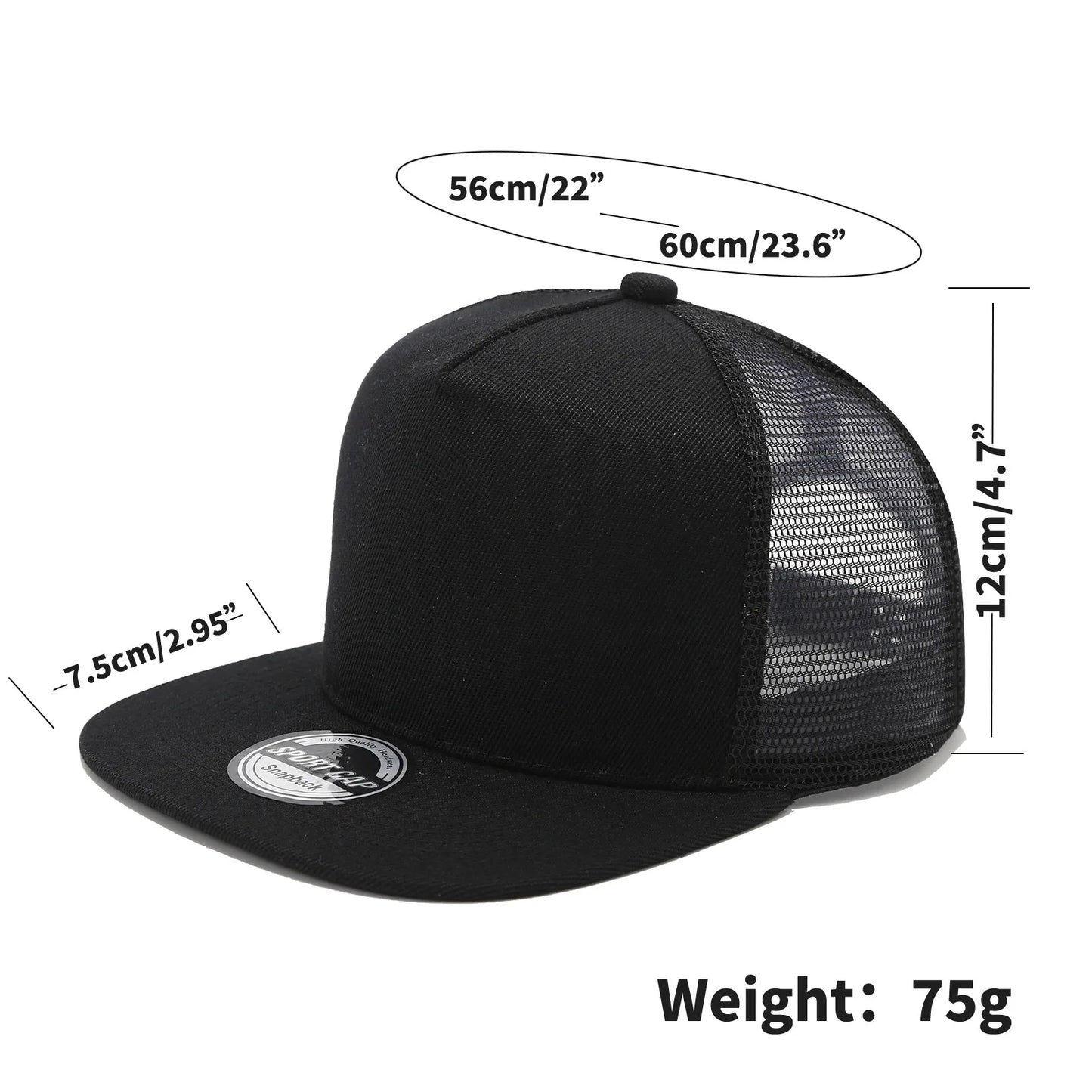 New Hip Hop Back Mesh Baseball Cap Men Women Personalized Flat Brim Trucker Hat Summer Street Fashion Snapback Caps