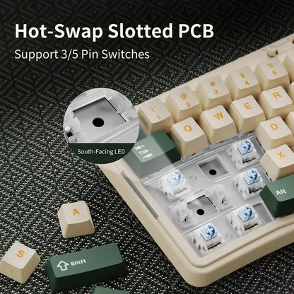 Neue AJAZZ AK35I V3 MAX Tri-Mode kabelgebundene Bluetooth-Wireless-Gaming-Tastatur mit Gasket-Struktur, Full-Key-Hot-Swap, 104 Tasten, individuell anpassbare Tastatur