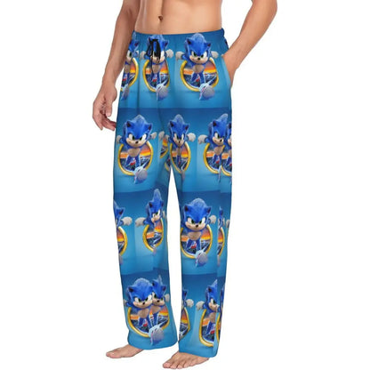 Custom Print Men's Soniced Pajama Pants Hedgehog Game Sleepwear Sleep Lounge Bottoms with Pockets